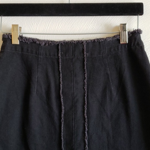 Mod Ref Black Denim Raw Hem Skirt Size M - Picture 6 of 8